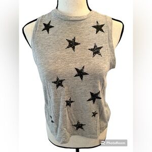 Fifth sun  grey an black sleeveless crop style T shirt in small
